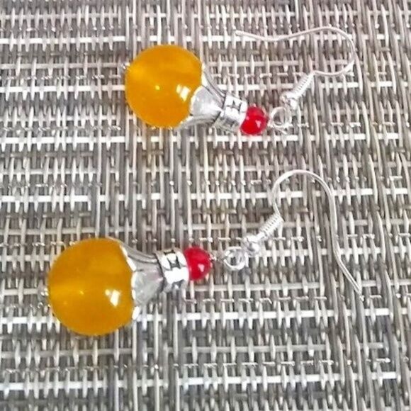 Yellow Chalcedony Fancy Drop Earrings - Picture 2 of 3
